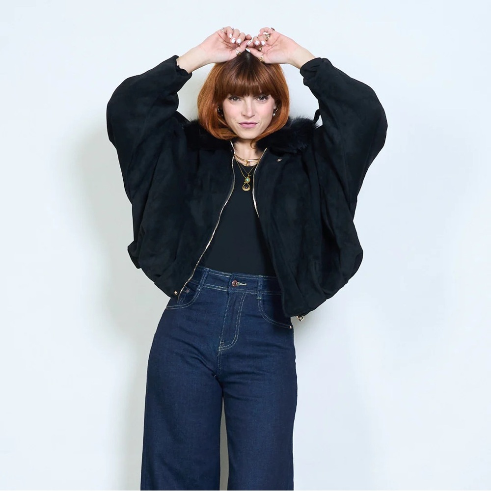 Olive Green Faux Fur Collar Jacket - Picture 4 of 8